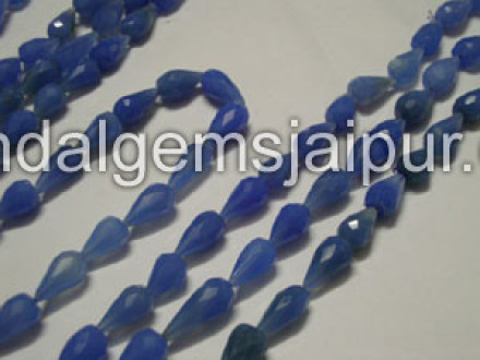 Blue Chalcedony Faceted Drops Shape Beads