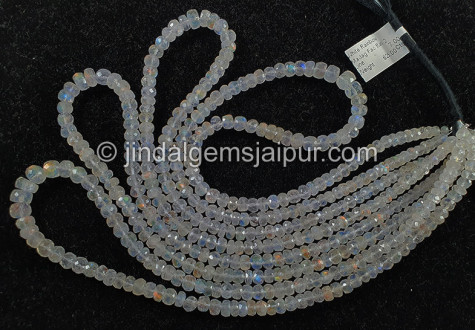 White Rainbow Madagascar Faceted Roundelle Shape Beads