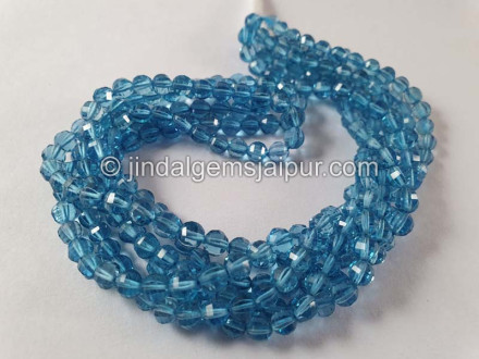 Swiss Blue Topaz Step Cut Round Beads Swiss Blue Topaz Step Cut Round Beads