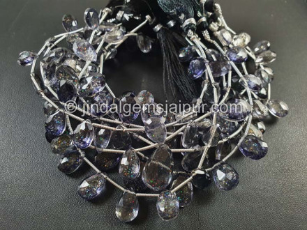 Blue Ethiopian Opal Crystal Doublet Faceted Pear Beads Blue Ethiopian Opal Crystal Doublet Faceted Pear Beads