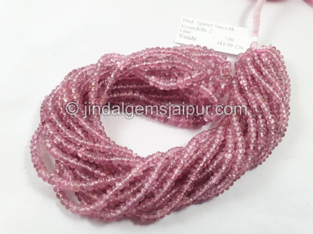 Purplish Pink Spinel Smooth Roundelle Beads Purplish Pink Spinel Smooth Roundelle Beads