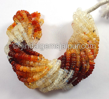 Fire Opal Smooth Roundelle Shape Beads