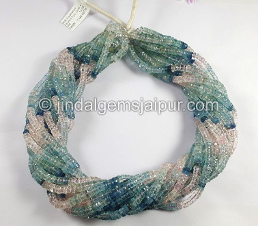 Multi Aquamarine Faceted Tyre Shape Small Beads