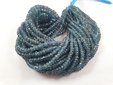 Teal Indigo Kyanite Faceted Roundelle Beads Teal Indigo Kyanite Faceted Roundelle Beads