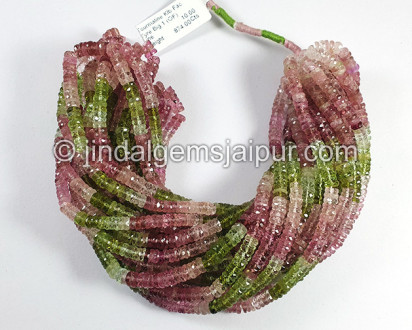 Pastel Tourmaline Faceted Tyre Shape Small Beads