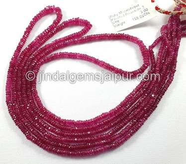 Ruby Mozambique Faceted Roundelle Shape Beads Ruby Mozambique Faceted Roundelle Shape Beads