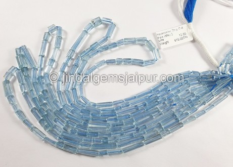 Aquamarine Step Cut Pipe Shape Beads