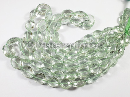 Green Amethyst Faceted Oval Shape Beads