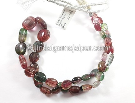 Bi Color Tourmaline Smooth Nuggets Shape Beads