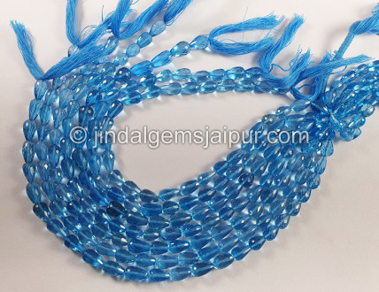 Swiss Blue Topaz Faceted Drops Shape Big Beads