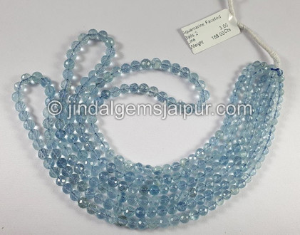 Aquamarine Faceted Balls Shape Beads