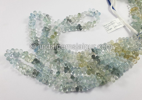 Muti Aquamarine Faceted Drops Shape Beads