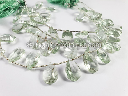 Green Amethyst Double Concave Cut Pear Shape Beads Green Amethyst Double Concave Cut Pear Shape Beads