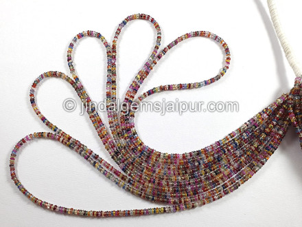 Natural Multi Sapphire Smooth Roundelle Shape Beads