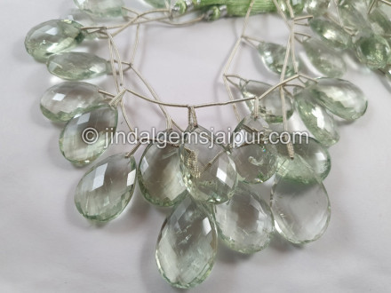 Green Amethyst Front Drill Far Faceted Pear Beads Green Amethyst Front Drill Far Faceted Pear Beads
