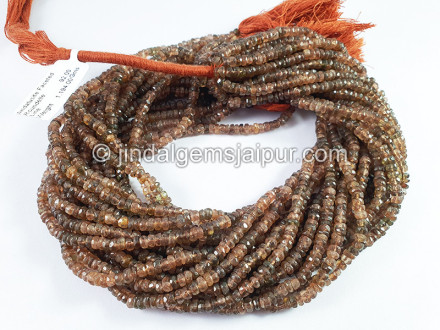 Andalusite Faceted Roundelle Shape Beads Andalusite Faceted Roundelle Shape Beads
