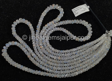 White Rainbow Madagascar Faceted Roundelle Shape Beads