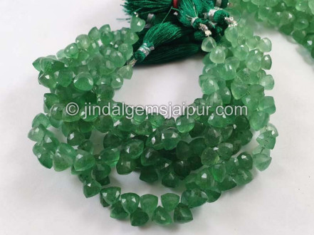 Green Strawberry Quartz Faceted Trillion Beads Green Strawberry Quartz Faceted Trillion Beads