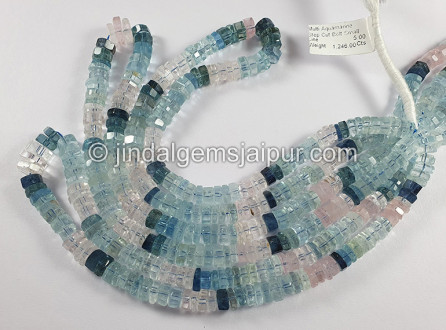 Multi Aquamarine Step Cut Bolt Shape Beads