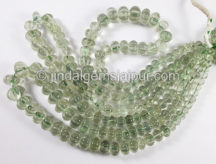 Green Amethyst Carved Pumpkin Shape Beads Big