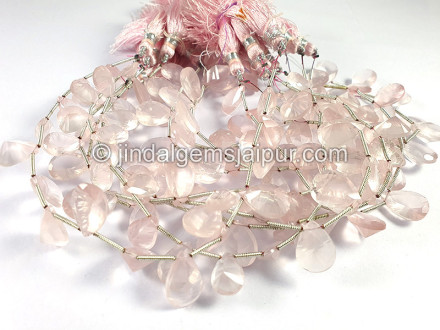 Rose Quartz Concave Cut Pear Shape Beads Rose Quartz Concave Cut Pear Shape Beads