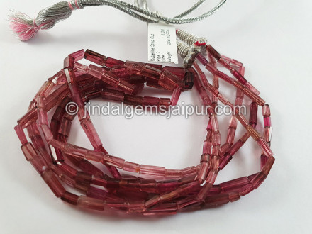 Rubellite Step Cut Pipe Shape Beads Rubellite Step Cut Pipe Shape Beads