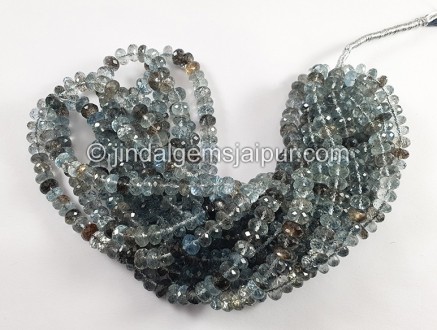 Moss Aquamarine Faceted Roundelle Shape Big Beads