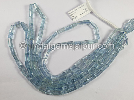 Aquamarine Step Cut Pipe Shape Beads