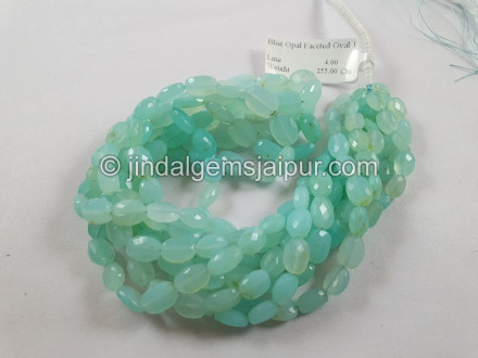 Blue Opal Peruvian Faceted Oval Beads Blue Opal Peruvian Faceted Oval Beads