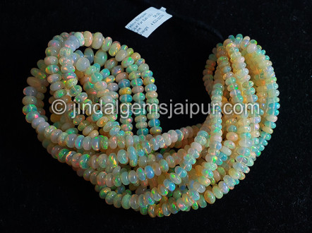Yellow Ethiopian Opal Smooth Big Roundelle Shape Beads