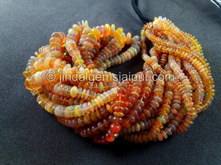 Ethiopian Opal Deep Orange Smooth Roundelle Beads Ethiopian Opal Deep Orange Smooth Roundelle Beads