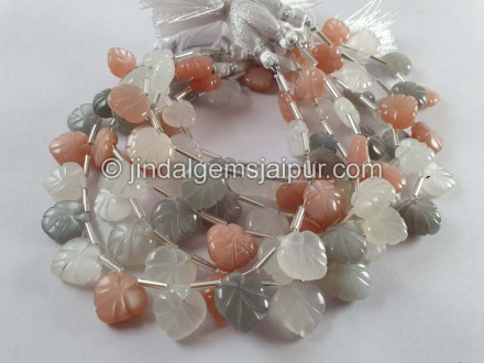 Multi Moonstone Carved Maple Leaf Beads Multi Moonstone Carved Maple Leaf Beads