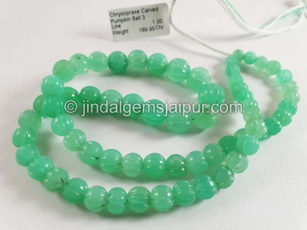 Chrysoprase Carved Pumpkin Balls Beads Chrysoprase Carved Pumpkin Balls Beads