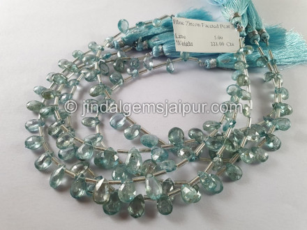 Blue Zircon Faceted Pear Shape Beads Blue Zircon Faceted Pear Shape Beads