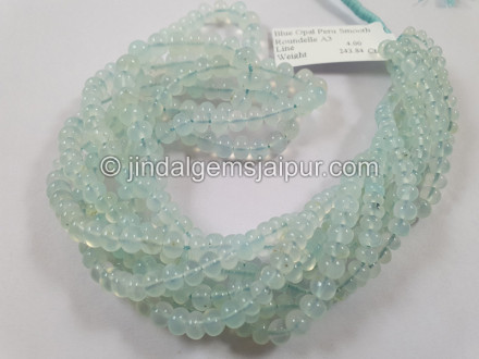 Natural Peruvian Blue Opal Smooth Roundelle Beads Natural Peruvian Blue Opal Smooth Roundelle Beads