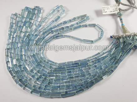 Aquamarine Step Cut Shaded Pipe Shape Small Beads