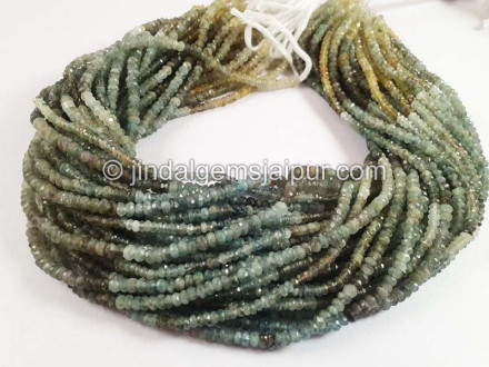 Moss Aquamarine Faceted Roundelle Shape Beads Moss Aquamarine Faceted Roundelle Shape Beads