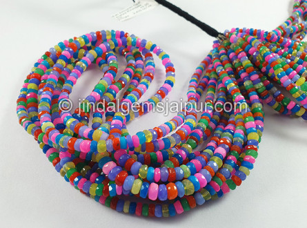 Multi Ethiopian Opal Faceted Roundelle Shape Beads Multi Ethiopian Opal Faceted Roundelle Shape Beads
