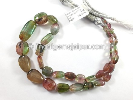 Bi Color Tourmaline Smooth Nuggets Shape Beads