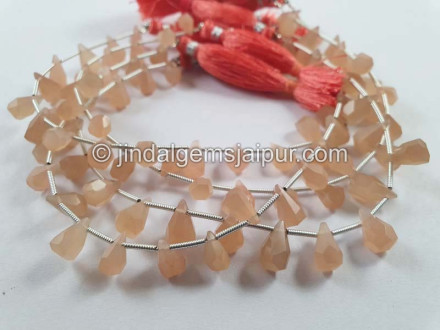Peach Moonstone Fancy Cut Drops Beads Peach Moonstone Fancy Cut Drops Beads