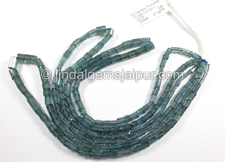 Teal Blue Tourmaline Step Cut Pipe Shape Beads Teal Blue Tourmaline Step Cut Pipe Shape Beads