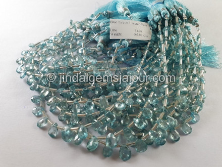Blue Zircon Faceted Pear Shape Beads Blue Zircon Faceted Pear Shape Beads