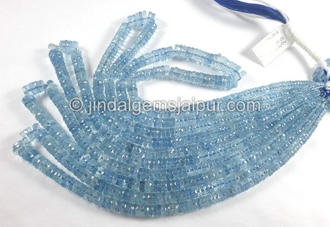 Devil Blue Aquamarine Faceted Tyre Shape Beads