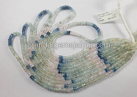 Multi Aquamarine Faceted Roundelle Shape Beads