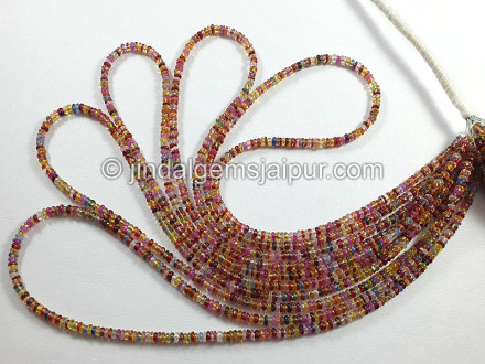Natural Multi Sapphire Smooth Roundelle Shape Beads