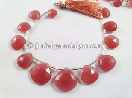 Rhodochrosite Far Faceted Heart Beads