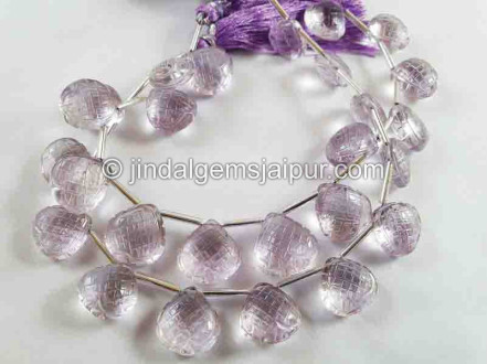 Pink Amethyst Carved Crown Heart Beads Pink Amethyst Carved Crown Heart Beads