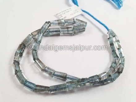 Moss Aquamarine Step Cut Pipe Shape Beads Moss Aquamarine Step Cut Pipe Shape Beads