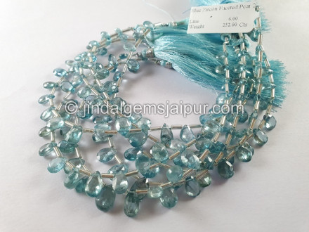 Blue Zircon Faceted Pear Shape Beads Blue Zircon Faceted Pear Shape Beads