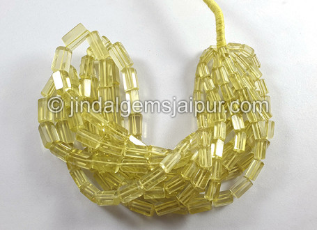 Lemon Quartz Step Cut Pipe Shape Beads